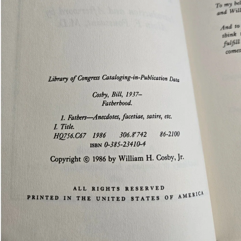 Bill Cosby Fatherhood 1986‎ Hardcover Book Humor Parenting